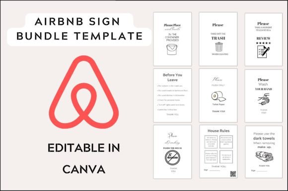 Airbnb Sign Bundle Templates: Graphics for Graphic Templates