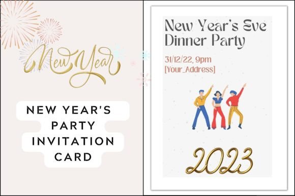 Custom New Year Party Invitation Card: Graphics & Templates