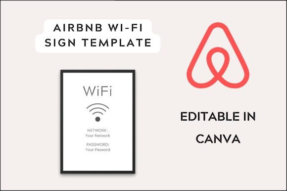 Editable Airbnb Wifi Sign Template: Graphics & Graphic Templates