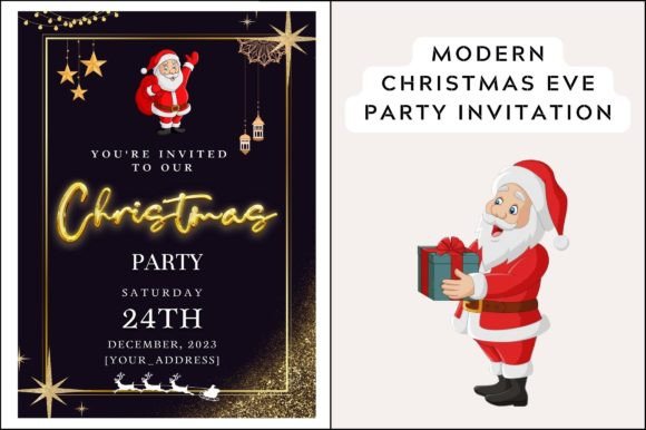 Editable Christmas Eve Party Invitation: Graphics & Templates