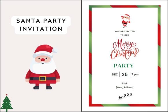 Editable Santa Party Invitation Template: Festive Graphics