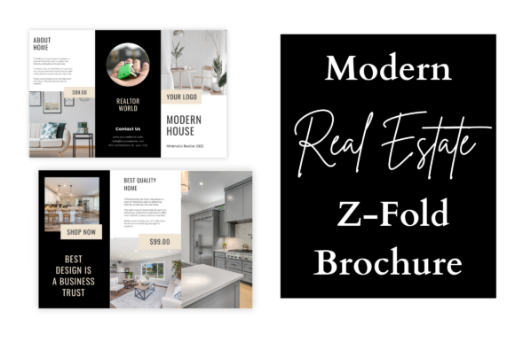 Modern Real Estate Z-Fold Brochure: Graphics & Print Templates