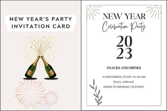 New Year Party Invite Editable: Graphics & Templates