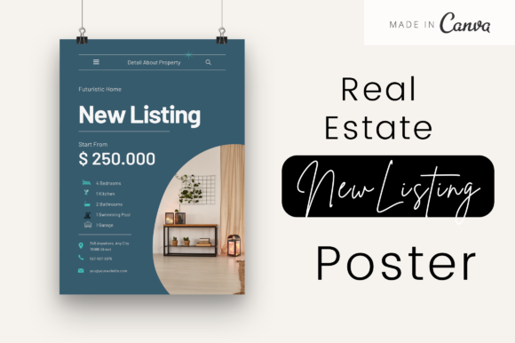 Real Estate New Listing Poster: Graphics & Print Templates