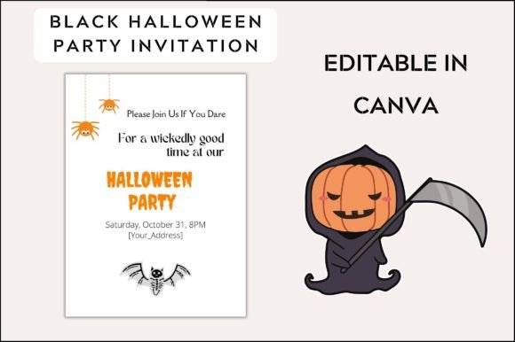 Spooky Black Halloween Invite Card Graphics Review